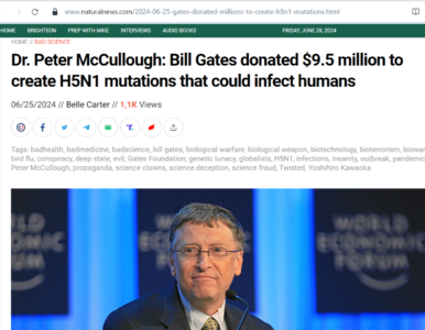 Dr. McCullough: Bill Gates donated $9.5 M to create H5N1 mutations that could infect humans