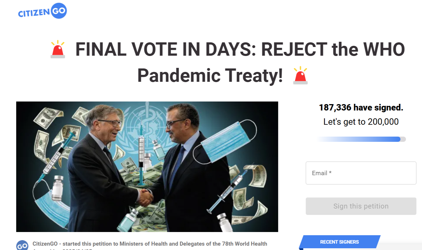 🚨 FINAL VOTE IN DAYS: REJECT the WHO Pandemic Treaty! 🚨