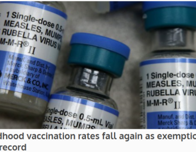 U.S. childhood vaccination rates fall