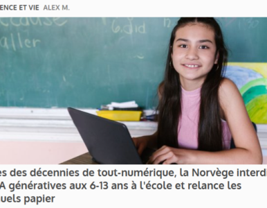 Après le tout-numérique, la Norvège interdit les IA génératives à l’école et relance les manuels papier